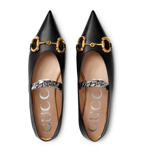 gucci embellished leather ballerinas|Gucci horse bit flats.